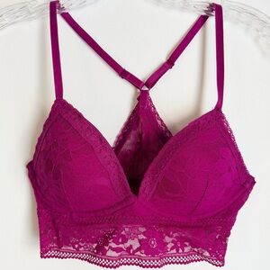Victoria's Secret Magenta Racerback Floral Lace Padded Bralette